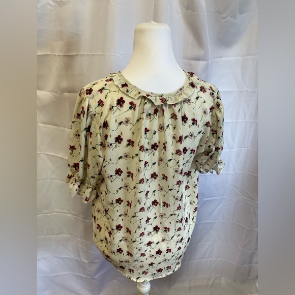 Jon & Anna Cream and Brown Flutter Sleeve Blouse - Picture 5 of 10